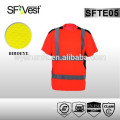 Camiseta de alta visibilidad de v-cuello ropa de trabajo reflectante de seguridad de camiseta 100% algodón para hombre AS / NZS 1906